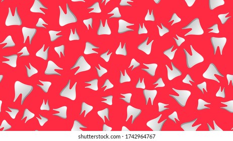 Patrón ininterrumpido de artículos médicos científicos médicos dentales sobre un fondo rojo. Ilustración vectorial.
