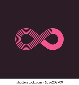 Endless sign. Infinity abstract vector logo template. Limitless symbol concept. Eight shape on dark background.