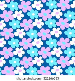Endless simple floral pattern. Seamless texture. Colorful cute flowers