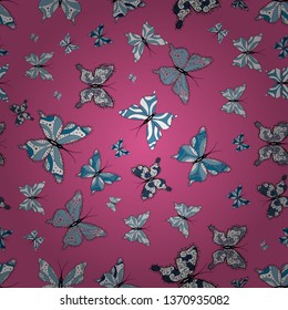 Endless. Sketch, doodle, scribble. Abstract seamless pattern for boys, girls, clothes, wallpaper. Seamless pattern with butterflies. Vector illustration.