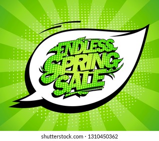 Endless spring sale poster design concept, fashion clearance banner vector template