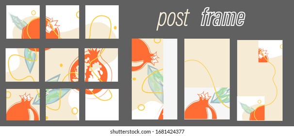 Interminable rompecabezas cuadrado. estilo veraniego rosa y naranja.Diseño de banner en medios sociales.Conjunto de historias y plantillas de marcos postales.Portada vectorial. Tragedia para un blog personal o una tienda.