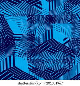 Endless square vector striped tiling, colorful fashionable textured background.