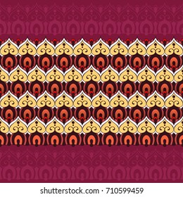 Endless stripes in henna tattoo style. Mehndi element for tattoo design, card backgrounds, print on clothes or else. Seamless pattern with vector stripes. 