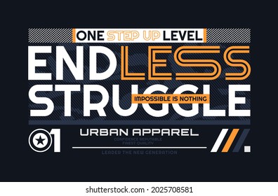 Endloser Kampf, moderner und stilvoller Typografie-Slogan. Farbiges abstraktes Design mit Linienstil. Vektorgrafik für Print-T-Shirt, Hintergrund, Typografie, Poster und mehr.