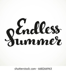 Endless summer calligraphic inscription on a white background