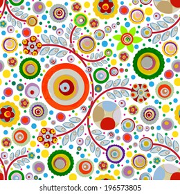 Endless, summer flowers pattern, made of acrylic, watercolor, handmade, from original canvas art. Grunge paint texture with brush stroke effect. 3d shadows. Vector.