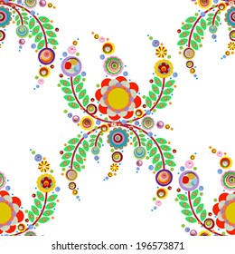 Endless, summer flowers pattern, made of acrylic, watercolor, handmade, from original canvas art. Grunge paint texture with brush stroke effect. 3d shadows. Vector.