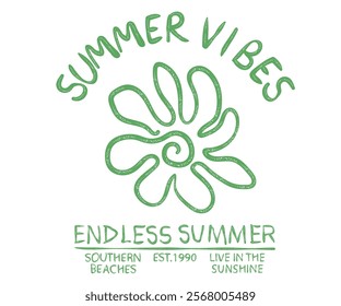 Endless summer. Summer good vibes vector graphic design for apparel, stickers, posters, background and others. abstract flower artwork.