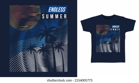 Endless summer palms cartoon tshirt art design