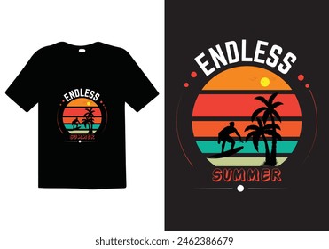 Diseño de camiseta de verano interminable diseño de tipografía diseño de camiseta. Diseño de camiseta de citas famosas.