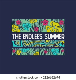 The Endless Summer  T-shirt Typography Graphics, Vector Illustration.