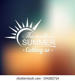 The endless summer vector background with text design