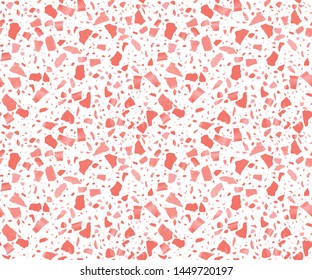 Endless Terrazzo Flooring Vector Pattern. Coral Color. Vector