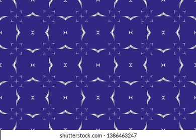 The endless texture. Abstract geometric illustration. Pattern for website, corporate style, party invitation, wallpaper. Vector seamless pattern,Silver patterns on blue background   