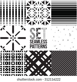 Endless texture can be used for wallpaper, pattern fills, web page background,surface textures. Set of monochrome geometric ornaments.