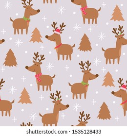 Endless texture with christmas trees and deers