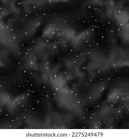 Textura interminable de Universo Cósmico con Estrellas Cutas. Diseño decorativo para impresiones, tejidos, tapices, etc. Cielo nocturno con constelaciones, nebulosas, etc. Patrón sin inconvenientes. Ilustración del vector