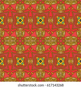 Endless texture. Vector ornaments. Abstract geometric illustration pattern for menu, booklet, corporate style, interior design, wallpaper. Gold edge.