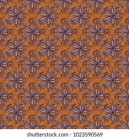 Endless texture for wrapping, textiles, paper in brown, neutral and red colors. Vector floral seamless pattern. Soft design.