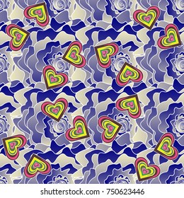 Endless texture for wrapping, textiles, paper in gray, blue and violet colors. Vector floral seamless pattern. Soft design.