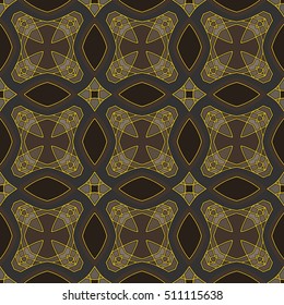 The endless texture.Vector ornaments. Gold edges, different color shapes. Abstract geometric illustration. Sacred geometry. Pattern for website, corporate style, party invitation, wallpaper.