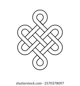 endless tibetan eternal knot symbol tattoo logo isolated on white background. vector illustration.	