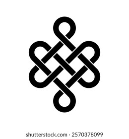 endless tibetan eternal knot symbol tattoo logo isolated on white background. vector illustration.	