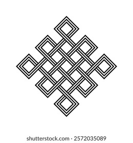 endless tibetan eternal knot symbol tattoo logo isolated on white background. vector illustration.	