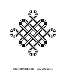 endless tibetan eternal knot symbol tattoo logo isolated on white background. vector illustration.	