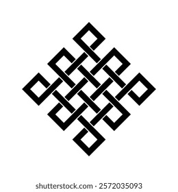 endless tibetan eternal knot symbol tattoo logo isolated on white background. vector illustration.	