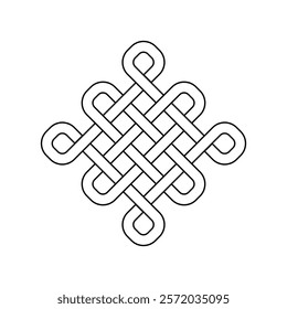 endless tibetan eternal knot symbol tattoo logo isolated on white background. vector illustration.	