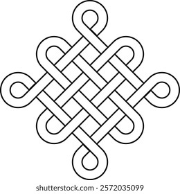 endless tibetan eternal knot symbol tattoo logo isolated on white background. vector illustration.	