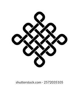 endless tibetan eternal knot symbol tattoo logo isolated on white background. vector illustration.	