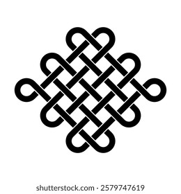 endless tibetan eternal knot symbol tattoo logo isolated on white background. vector illustration.	