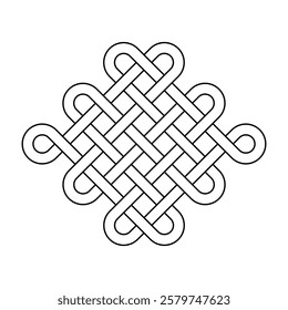 endless tibetan eternal knot symbol tattoo logo isolated on white background. vector illustration.	