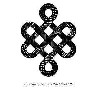endless tibetan eternal knot symbol tattoo logo isolated on white background. vector illustration.	