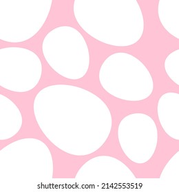 Endless vector Easter pattern. White eggs on a pink background in a flat style. Ornament for textiles, wallpaper, packaging, paper. Seamless Repeat Pattern.