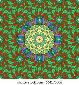 Endless Vector illustration. Cartoon trace doodles New Year season seamless pattern. Graphics detailed, with lots of objects background.