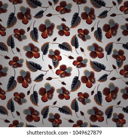 Endless vector texture for romantic design, decoration, greeting cards, posters, for textile print and fabric. Floral seamless pattern with bright summer flowers in brown, gray and white colors.