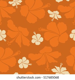 Endless vector texture for romantic design, decoration, greeting cards, flyer, advertisement, for textile print or fabric. Floral seamless pattern with bright summer flowers in beige and orange colors