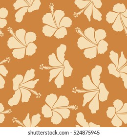 Endless vector texture for romantic design, decoration, greeting cards, posters, invitations, advertisement, for textile print and fabric. Floral with bright summer flowers in orange and beige colors.