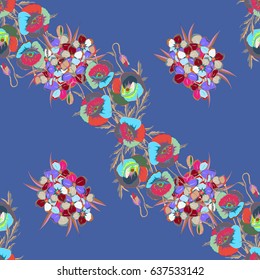 Endless vector texture for romantic design, decoration, greeting cards, posters, invitations, advertisement, for textile print and fabric. Floral seamless pattern with bright summer flowers.