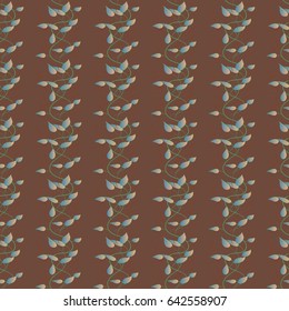 Endless vector texture for romantic design, decoration, greeting cards, posters, wrapping, for textile print and fabric. Floral seamless pattern with bright summer leaves in blue colors.