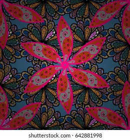 Endless vector texture for romantic design, decoration, greeting cards, posters, wrapping, for textile print and fabric. Floral seamless pattern with bright summer flowers in blue colors.