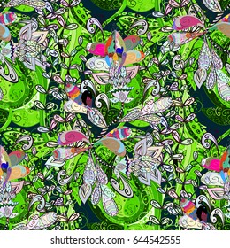 Endless vector texture for romantic design, decoration, greeting cards, posters, wrapping, for textile print and fabric. Floral seamless pattern with bright summer flowers in blue colors.