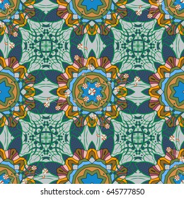 Endless vector texture for romantic design, decoration, greeting cards, posters, wrapping, for textile print and fabric. Floral seamless pattern with bright summer flowers in blue colors.