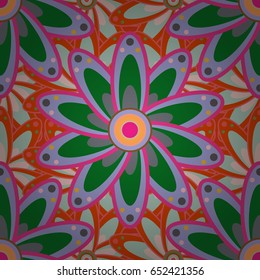 Endless vector texture for romantic design, decoration, greeting cards, posters, wrapping, for textile print and fabric. Floral seamless pattern with bright summer flowers in pink colors.