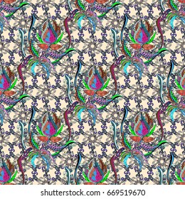 Endless vector texture for romantic design, decoration, greeting cards, posters, wrapping, for textile print and fabric. Floral seamless pattern with bright summer flowers in pink colors.