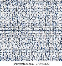 Endless watercolor texture vector. Indigo tie dye seamless pattern. Natural tiles. Japan cotton background. Batik bed vector texture. China hand dyeing white cotton background. Hippie fabric with grid
